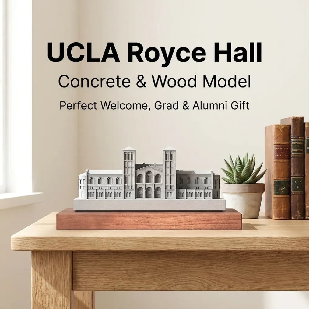 UCLA Royce Hall – handcrafted concrete miniature, front view