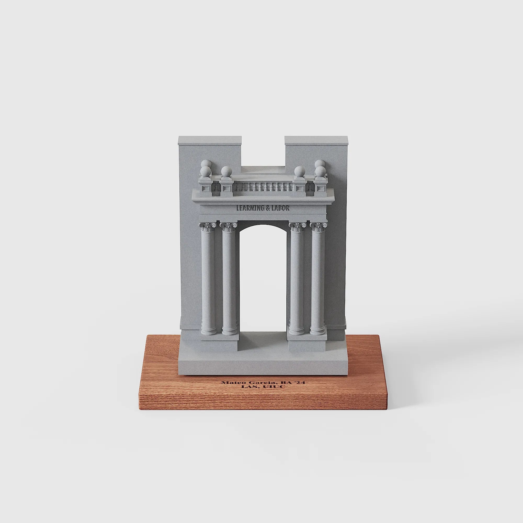 University of Illinois Hallene Gateway Model, UIUC Graduation Gift, Concrete Desktop Decor, UIUC Alumni Gift, Personalized UIUC Architecture