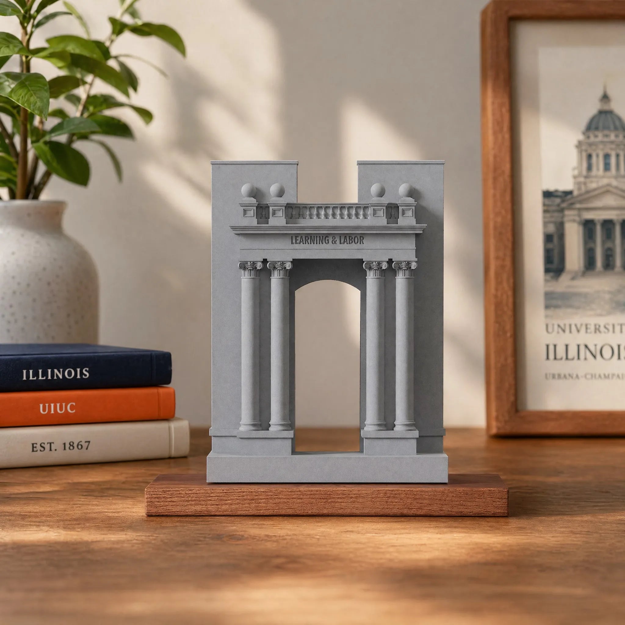 University of Illinois Hallene Gateway Model, UIUC Graduation Gift, Concrete Desktop Decor, UIUC Alumni Gift, Personalized UIUC Architecture