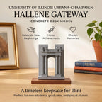 UIUC Hallene Gateway – handcrafted concrete miniature, front view