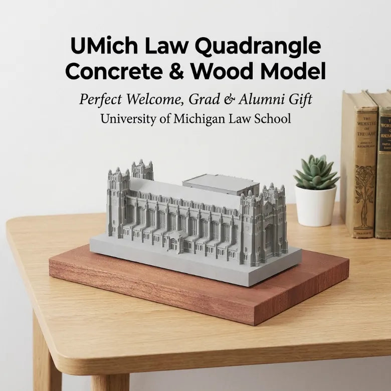 UMich Law Quadrangle – handcrafted concrete miniature, front view
