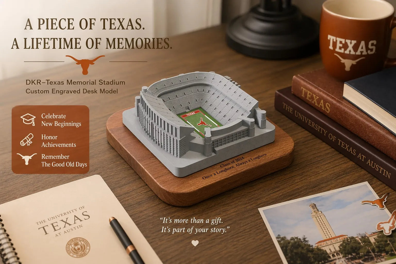DKR-Texas Memorial Stadium Concrete Model – UT Austin Graduation Gift & Longhorns Keepsake