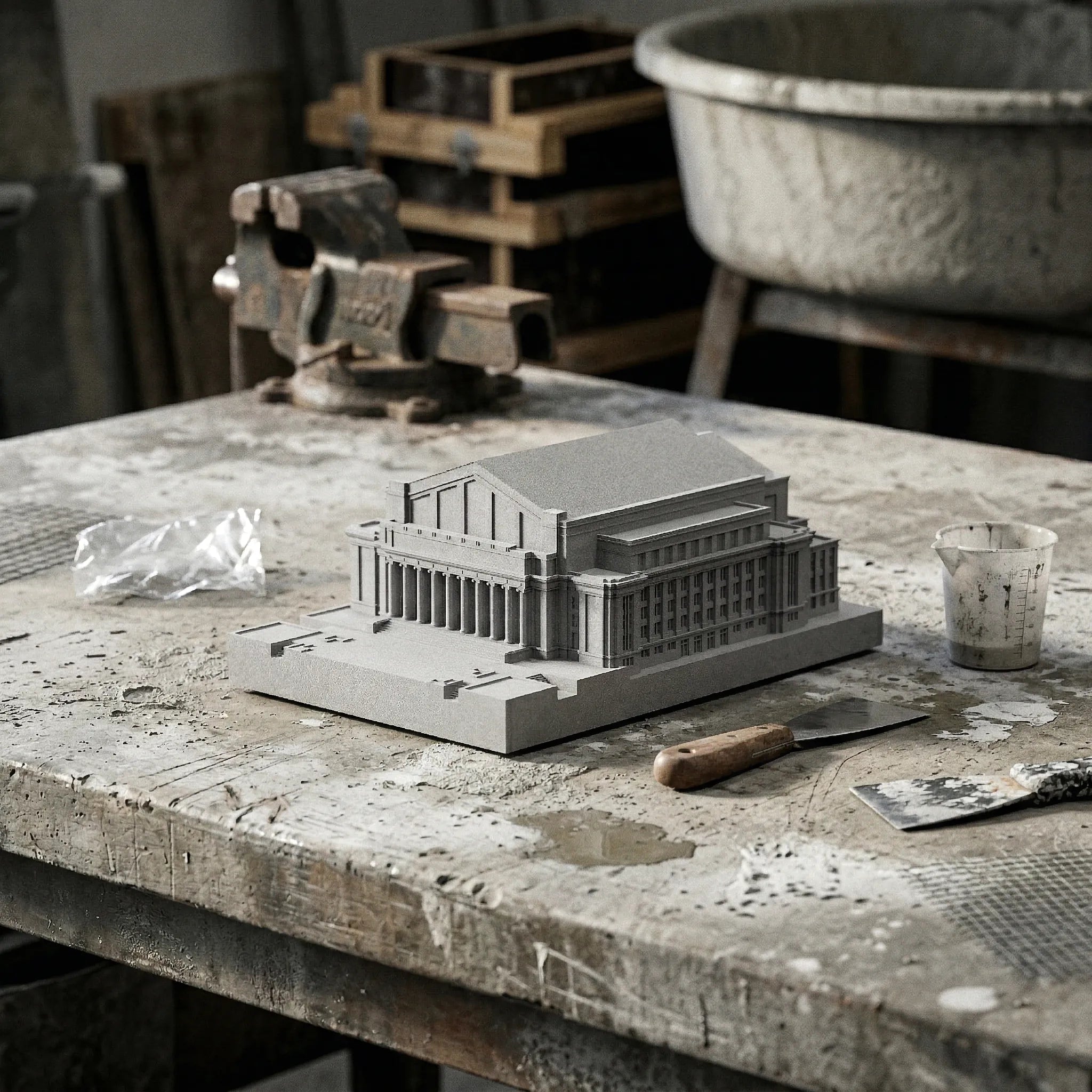 UMN Northrop Auditorium – architectural miniature, close-up texture detail