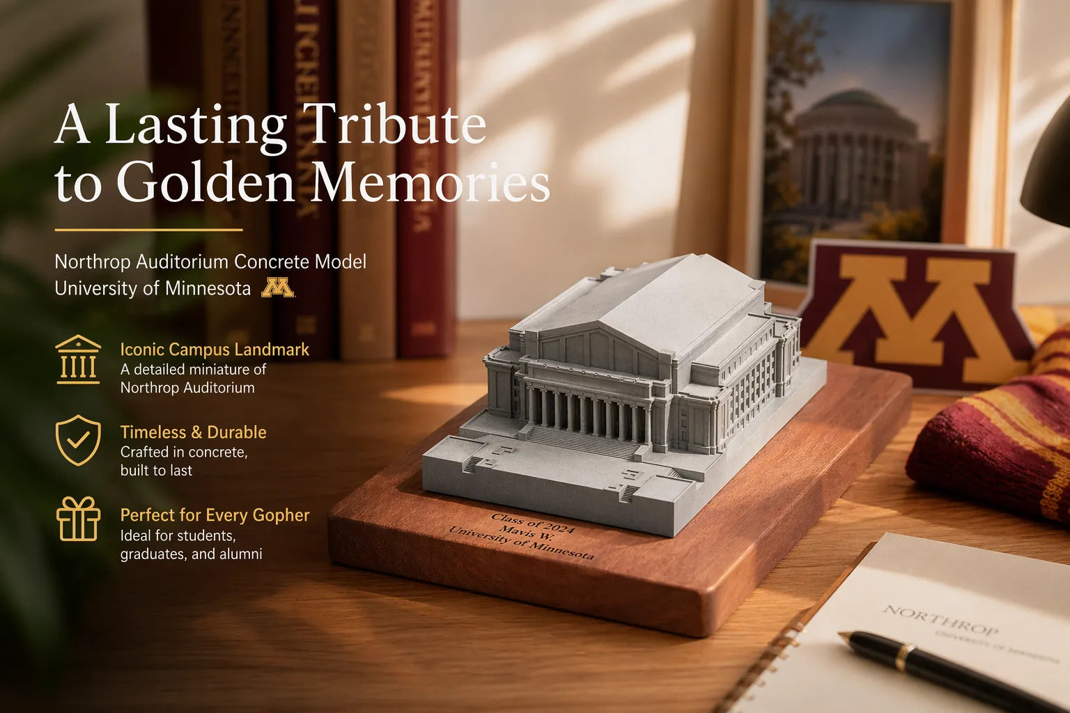 University of Minnesota Northrop Auditorium Concrete Model | UMN Graduation Gift